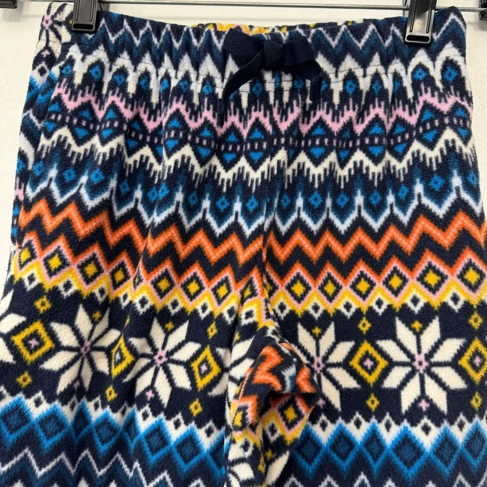 Fleece Pajama Pants White Fair Isle Lounge Girls Pants Old Navy Size 8